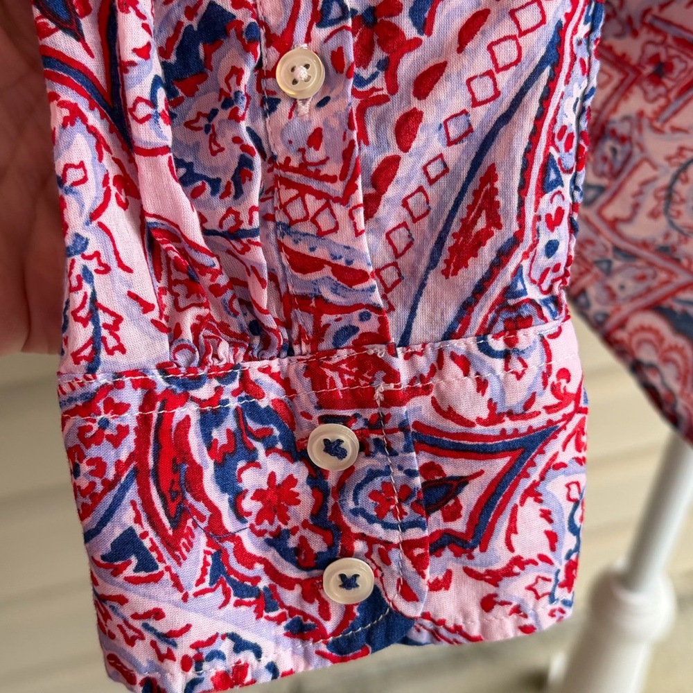 •Talbots• Classic Paisley Button Down Blouse -  Size Large - Picture 5 of 9